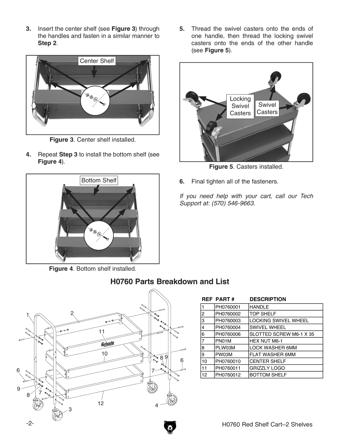 Grizzly specifications H0760 Parts Breakdown and List, Description 