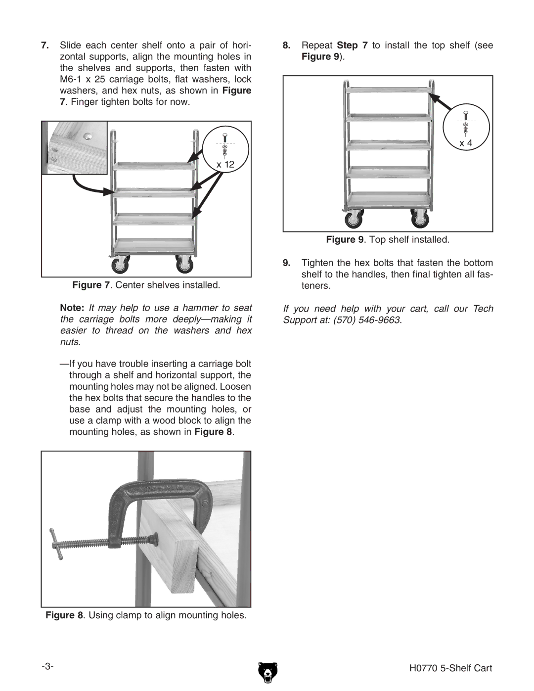 Grizzly specifications H0770 5-Shelf Cart 