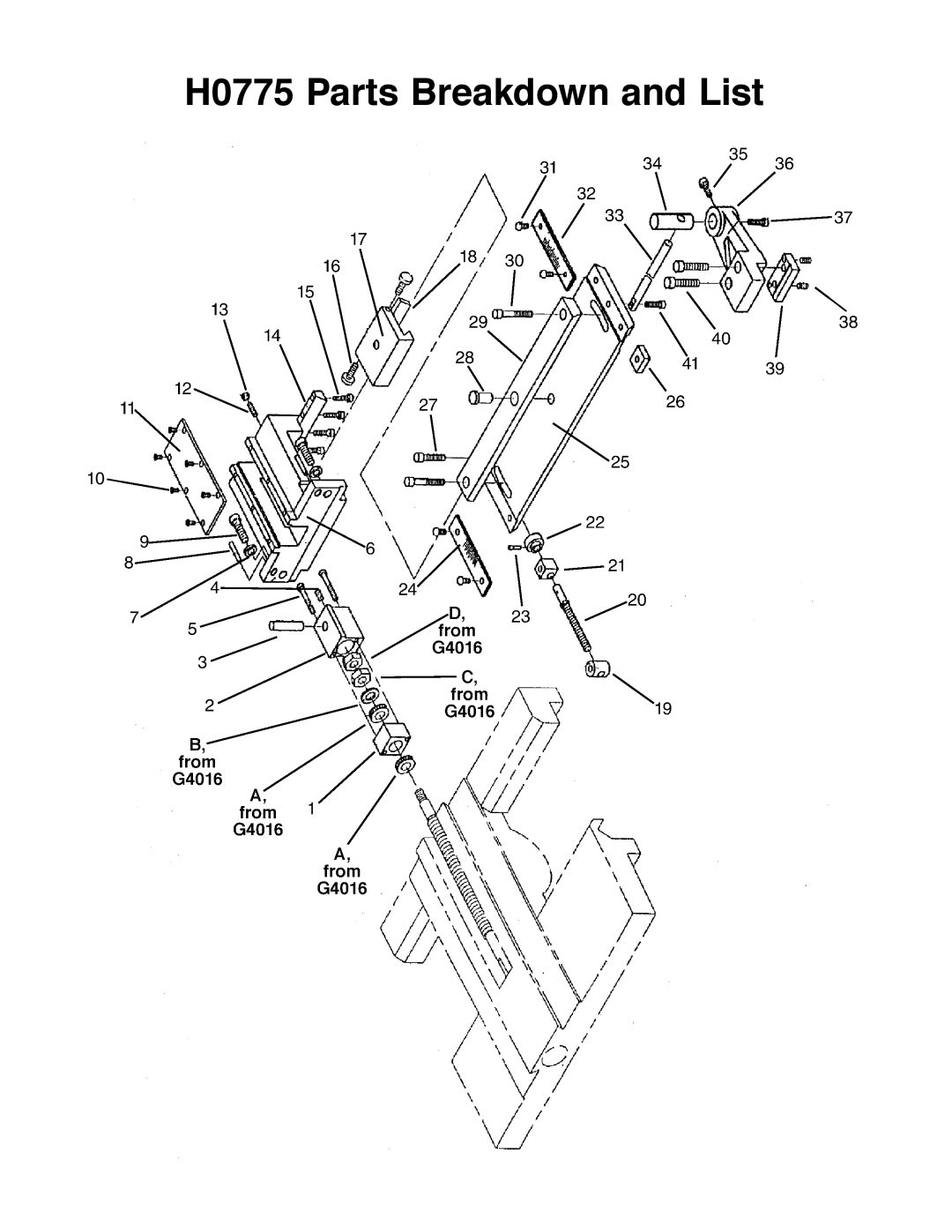 Grizzly instruction sheet H0775 Parts Breakdown and List 