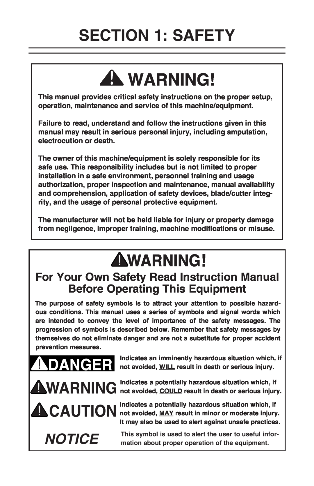Grizzly H0778, H0779 owner manual For Your Own Safety Read Instruction Manual, Before Operating This Equipment 
