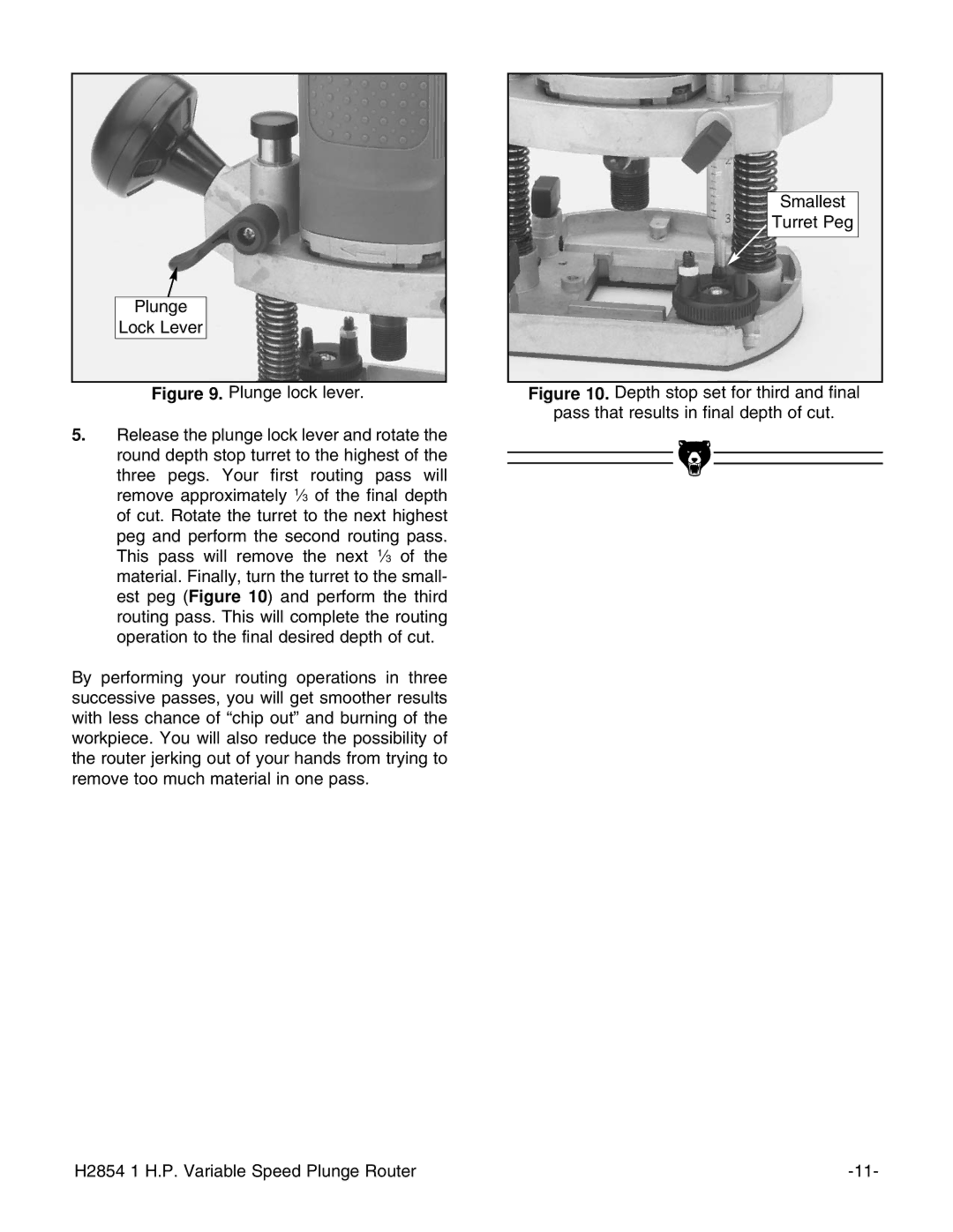 Grizzly H2854 instruction manual Plunge Lock Lever 