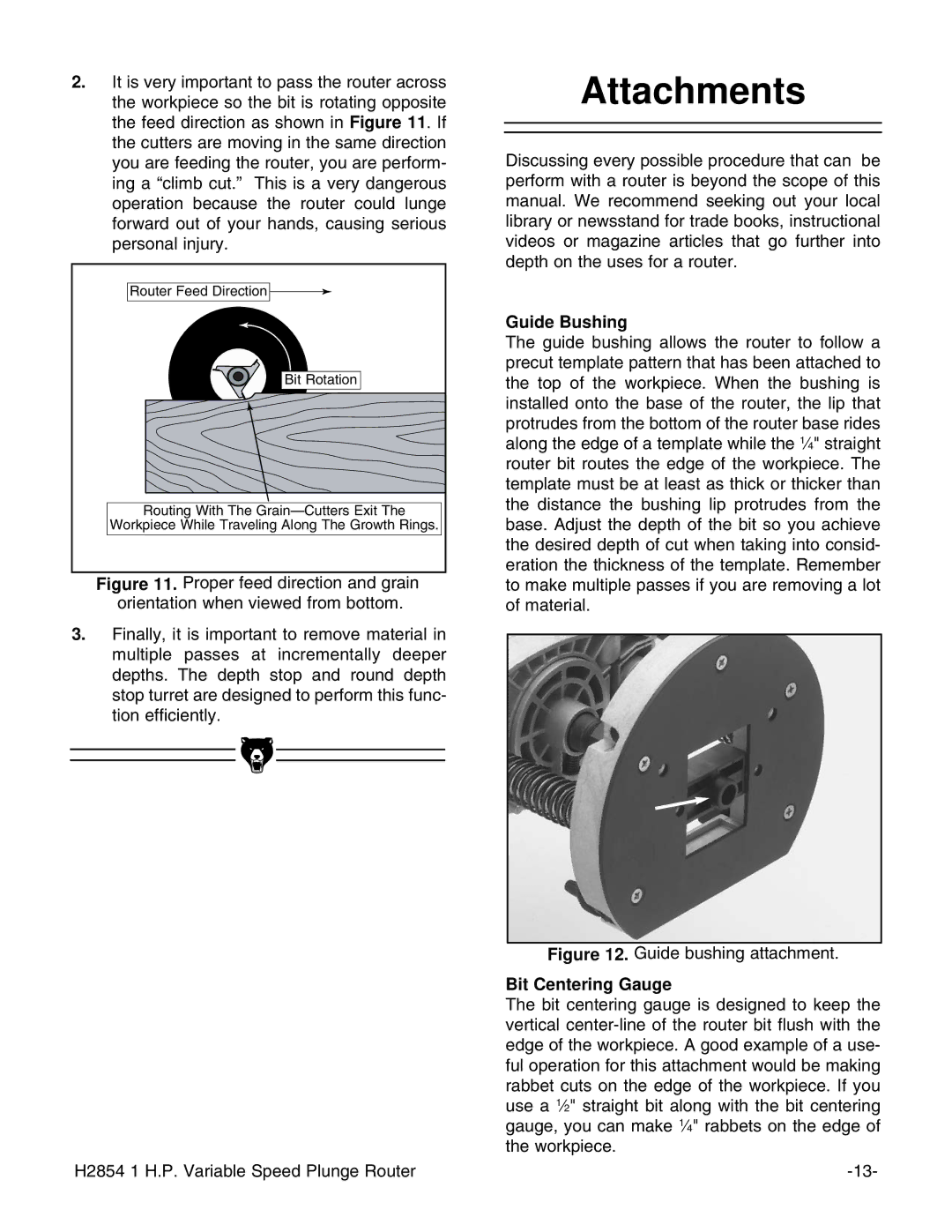 Grizzly H2854 instruction manual Attachments, Guide Bushing 