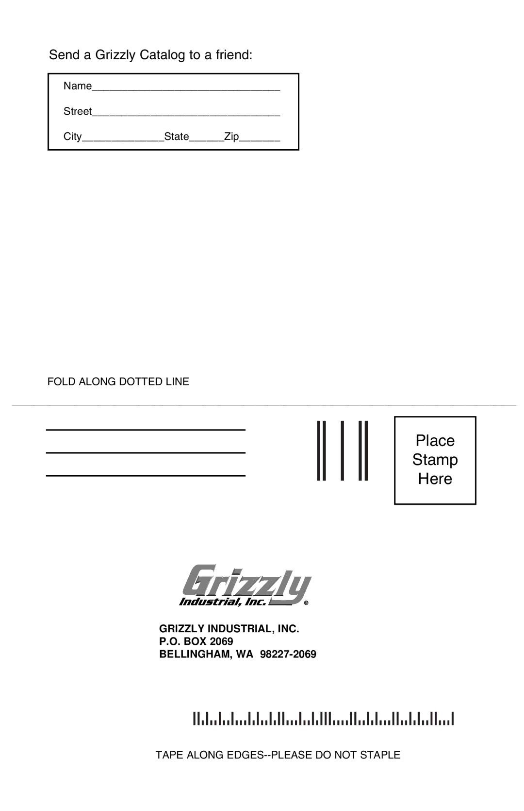 Grizzly H2867 instruction manual Place Stamp Here 