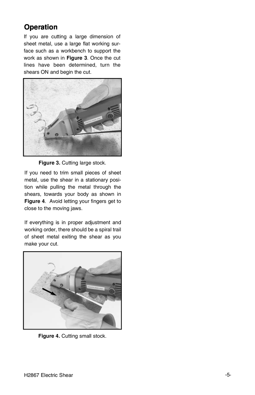 Grizzly H2867 instruction manual Operation 