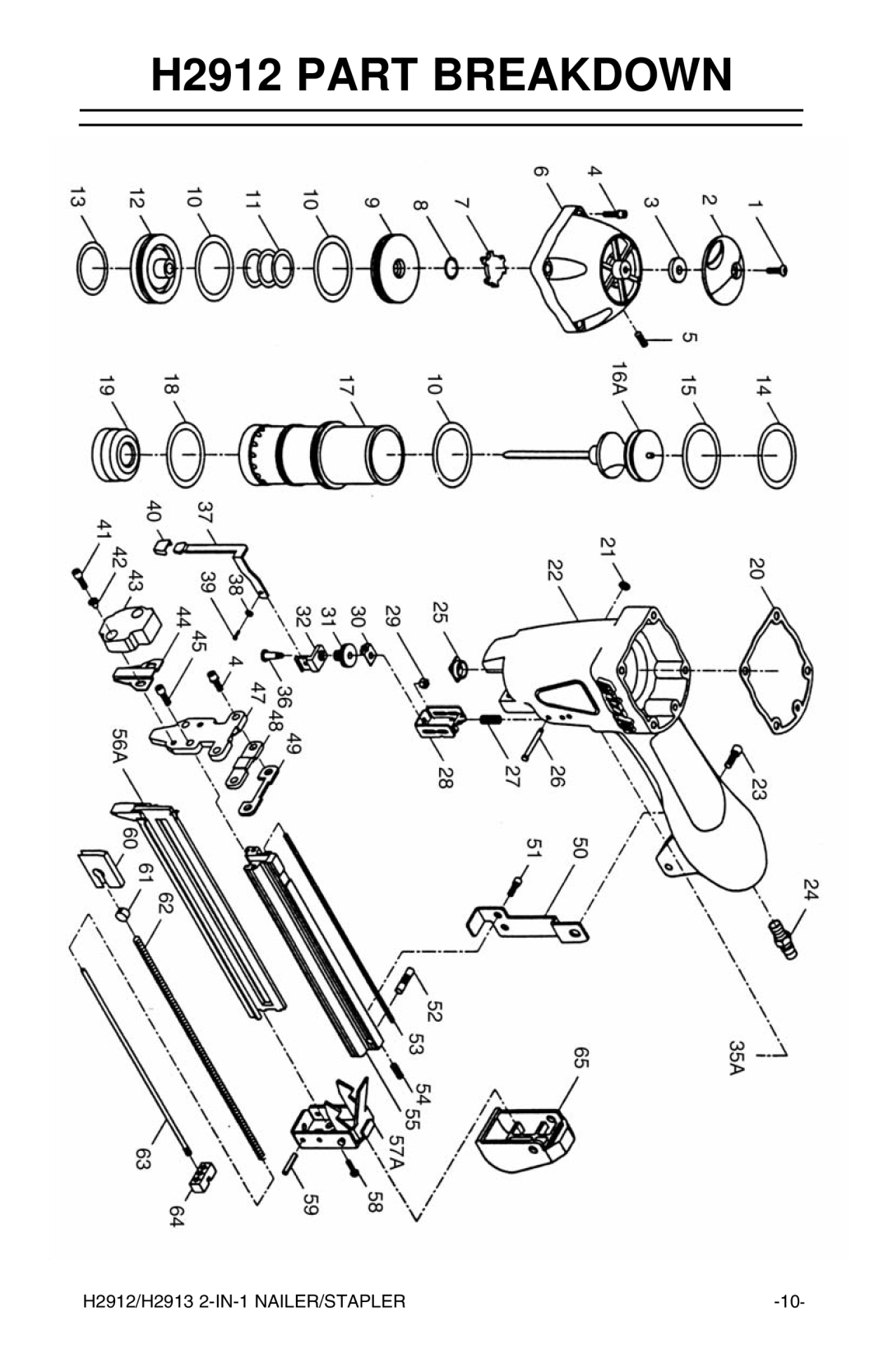 Grizzly H2912/H2913 instruction manual H2912 Part Breakdown 