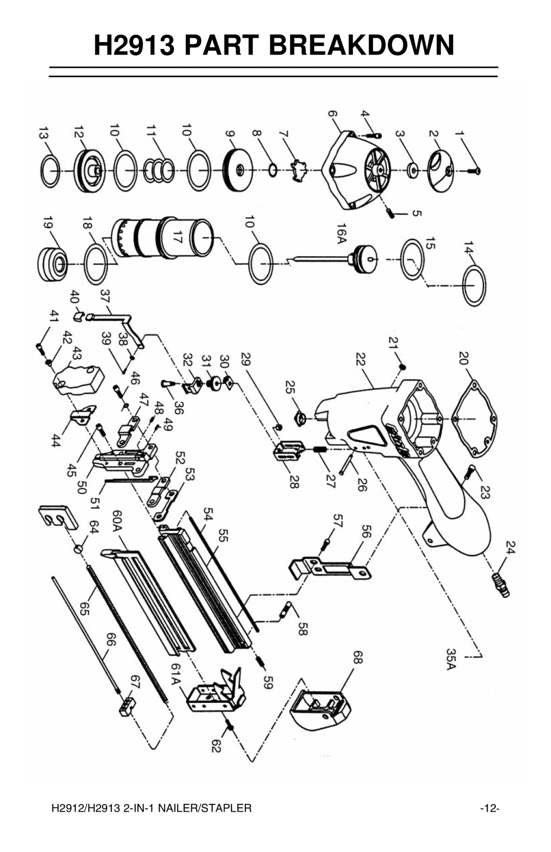 Grizzly H2912/H2913 instruction manual H2913 Part Breakdown 