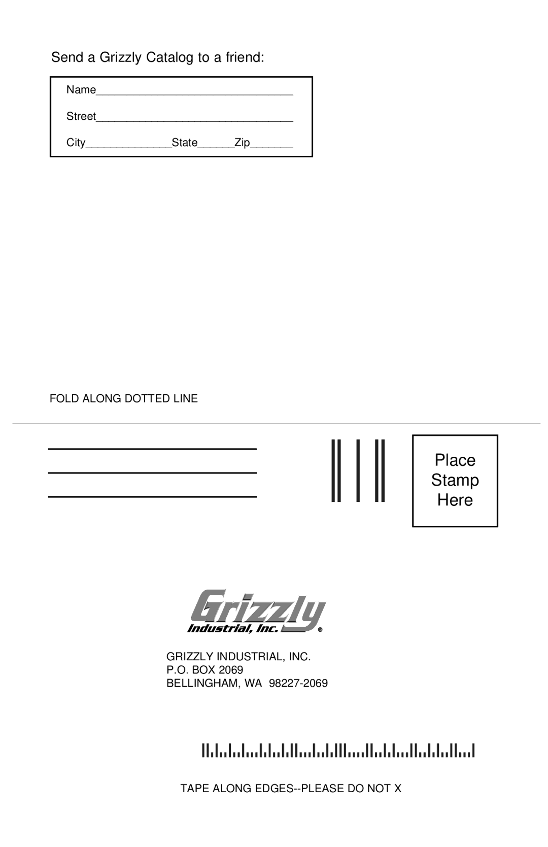 Grizzly H2912/H2913 instruction manual Place Stamp Here 