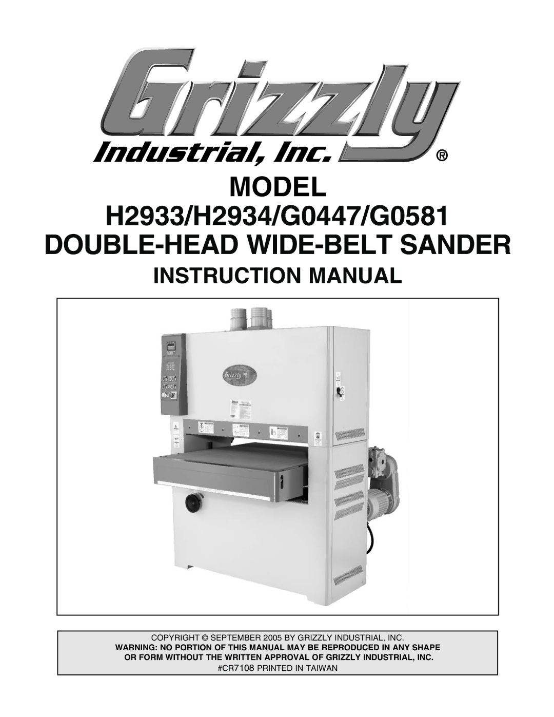 Grizzly G0581, H2933 manual $%,$,  $/5,%%!$%7$%%,4 3!.$%2 