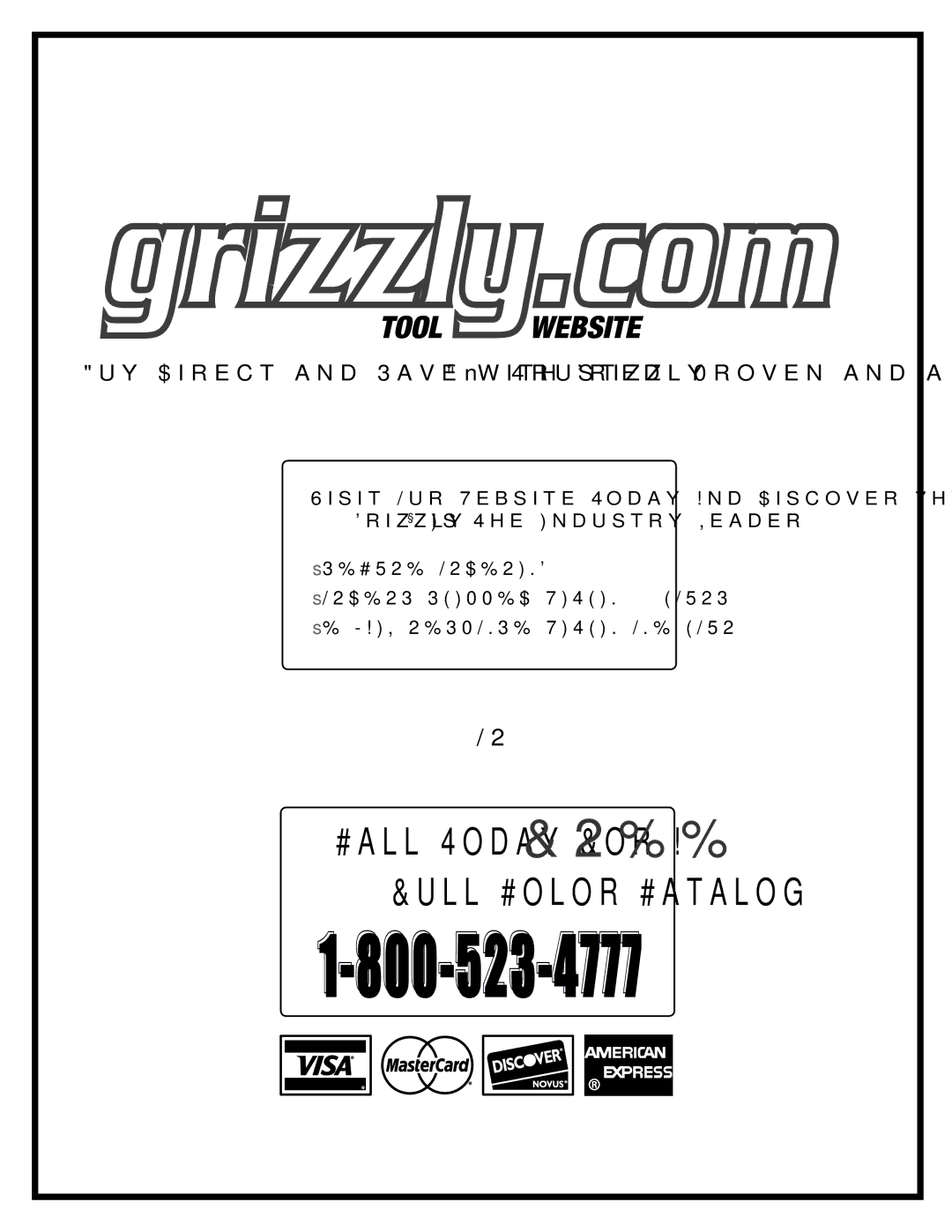 Grizzly H2933, H2934, G0581, G0447 manual #ALL 4ODAYD&ORO, Ull #Olorl#Atalog 