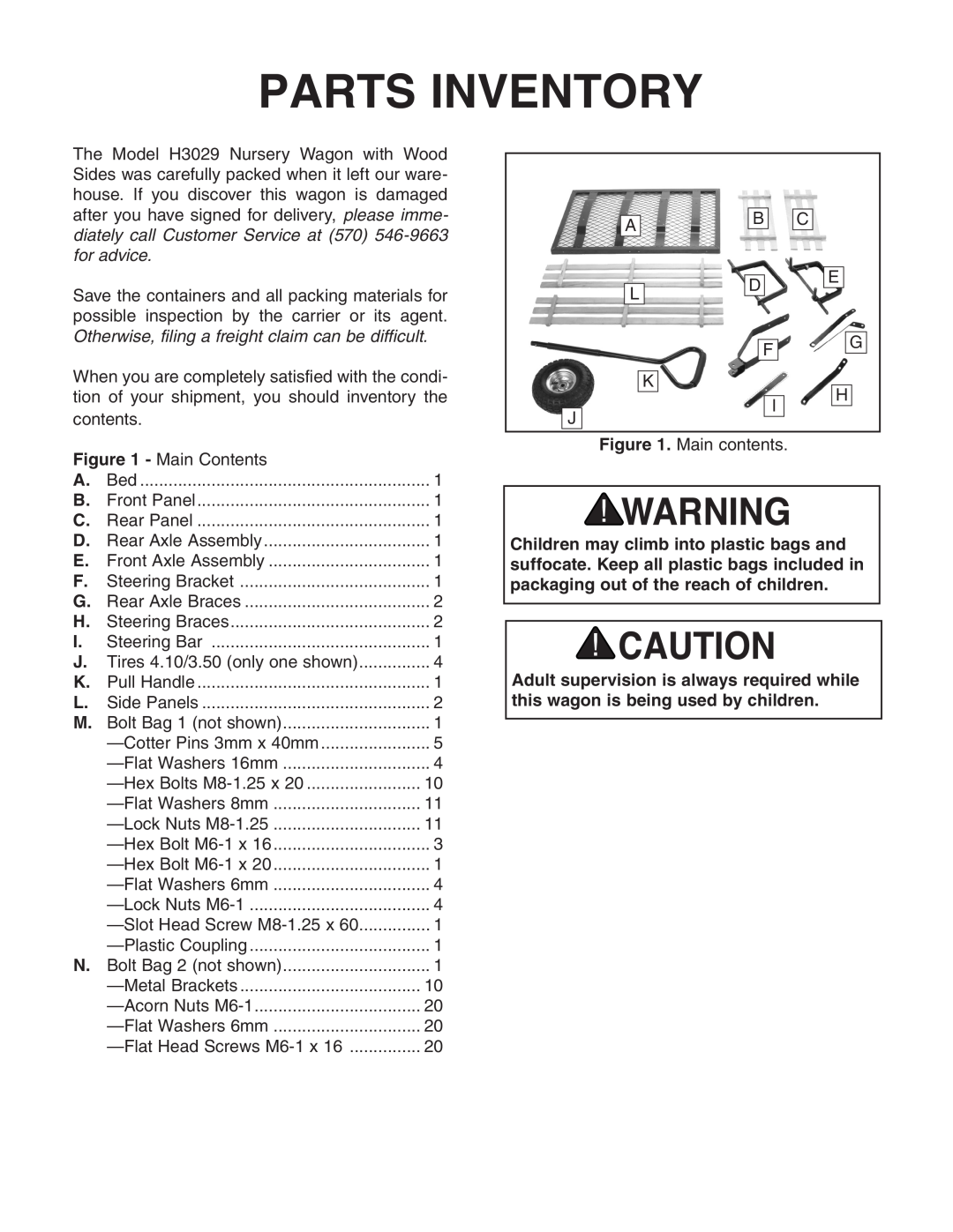 Grizzly H3029 instruction sheet Parts Inventory 