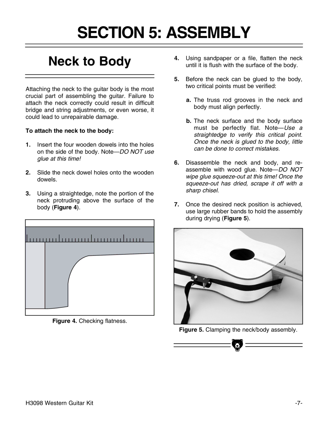 Grizzly H3098 instruction manual Assembly, Neck to Body, To attach the neck to the body 