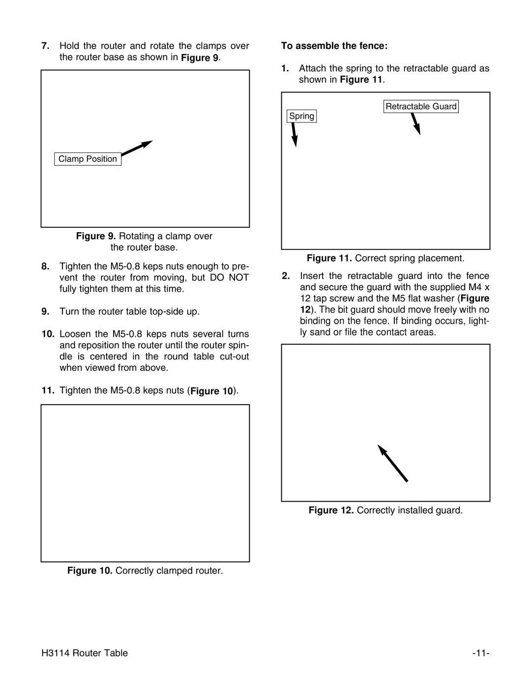 Grizzly H3114 instruction manual Correctly clamped router, To assemble the fence 