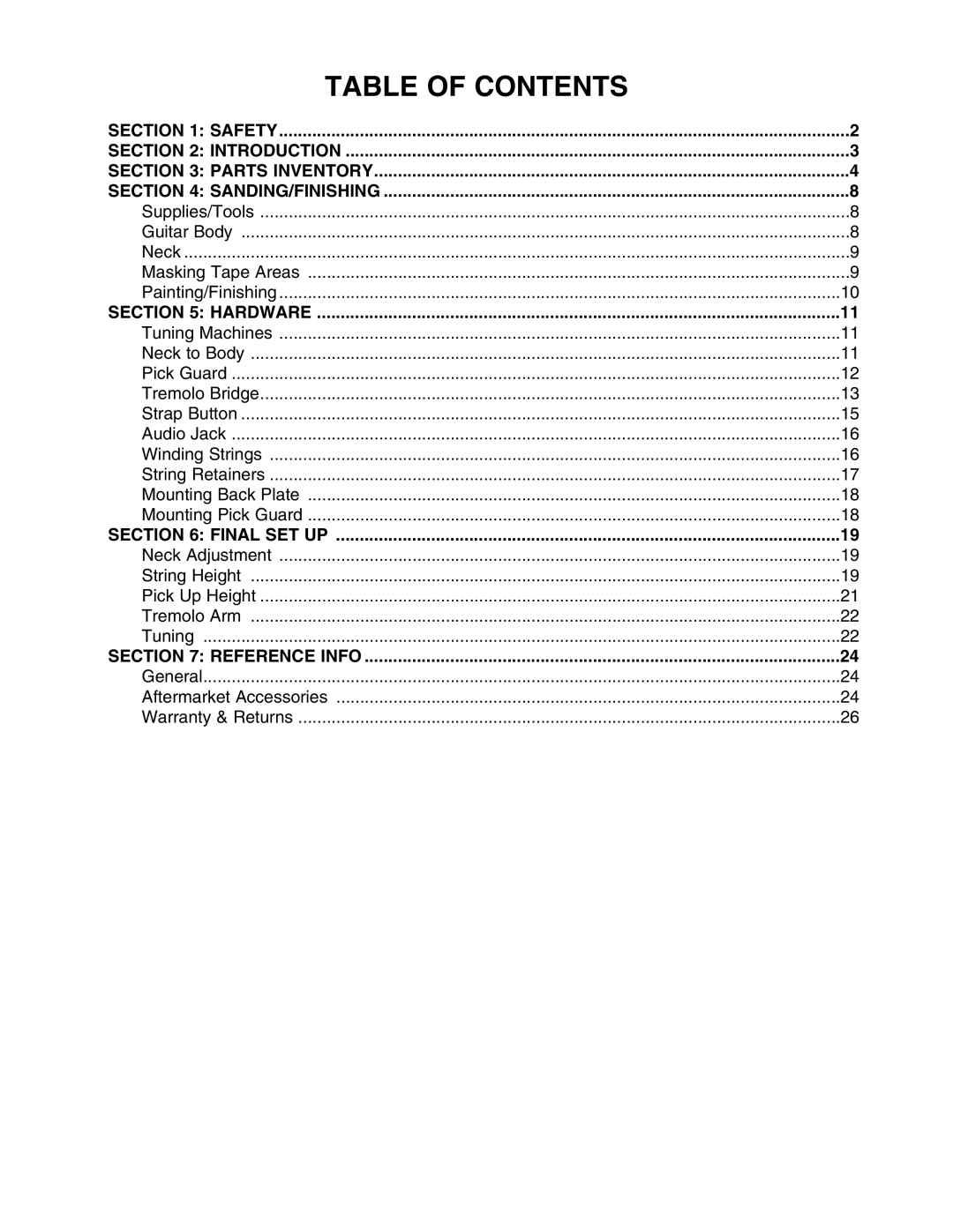 Grizzly H3123 instruction manual Table of Contents 