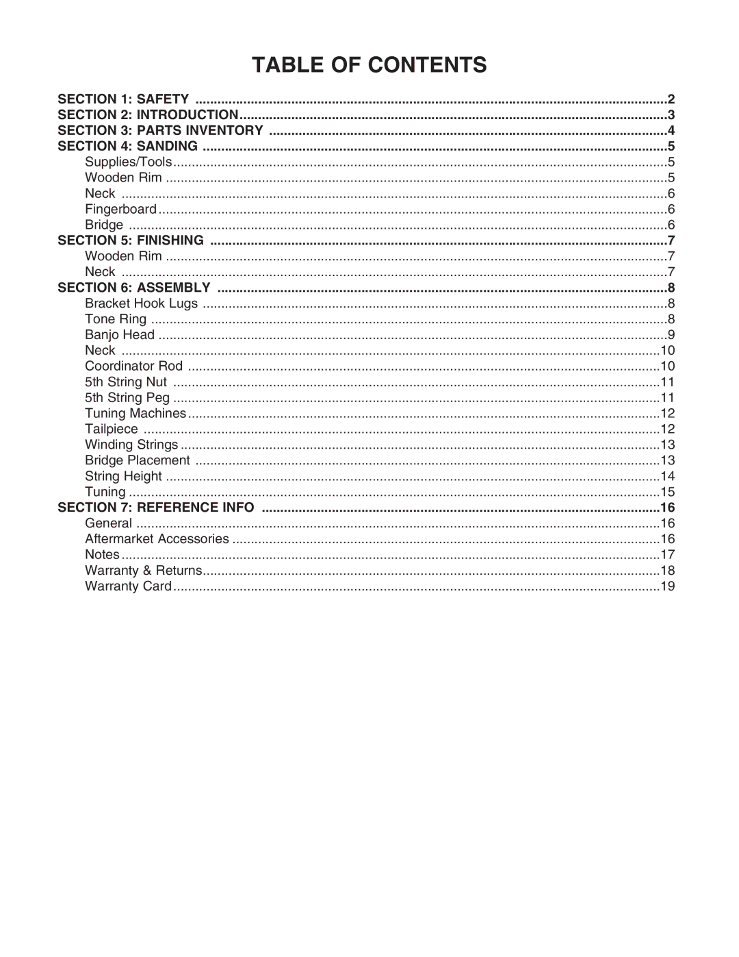 Grizzly H3124 instruction manual Table of Contents 