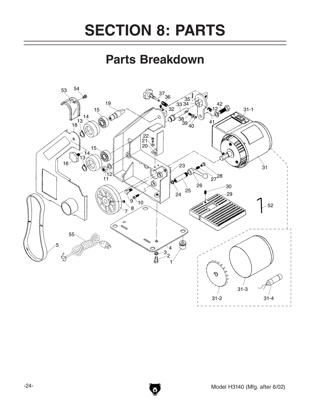 Grizzly H3140 owner manual Parts Breakdown 