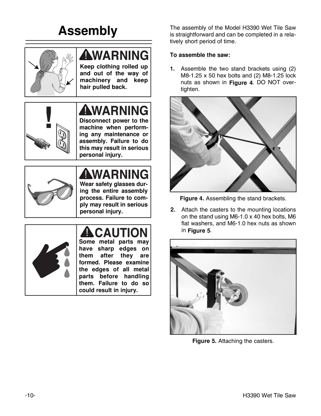 Grizzly H3390 instruction manual Assembly, To assemble the saw 