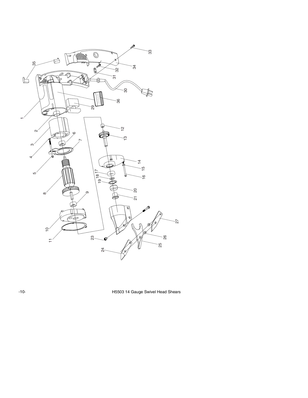 Grizzly instruction manual H5503 14 Gauge Swivel Head Shears 