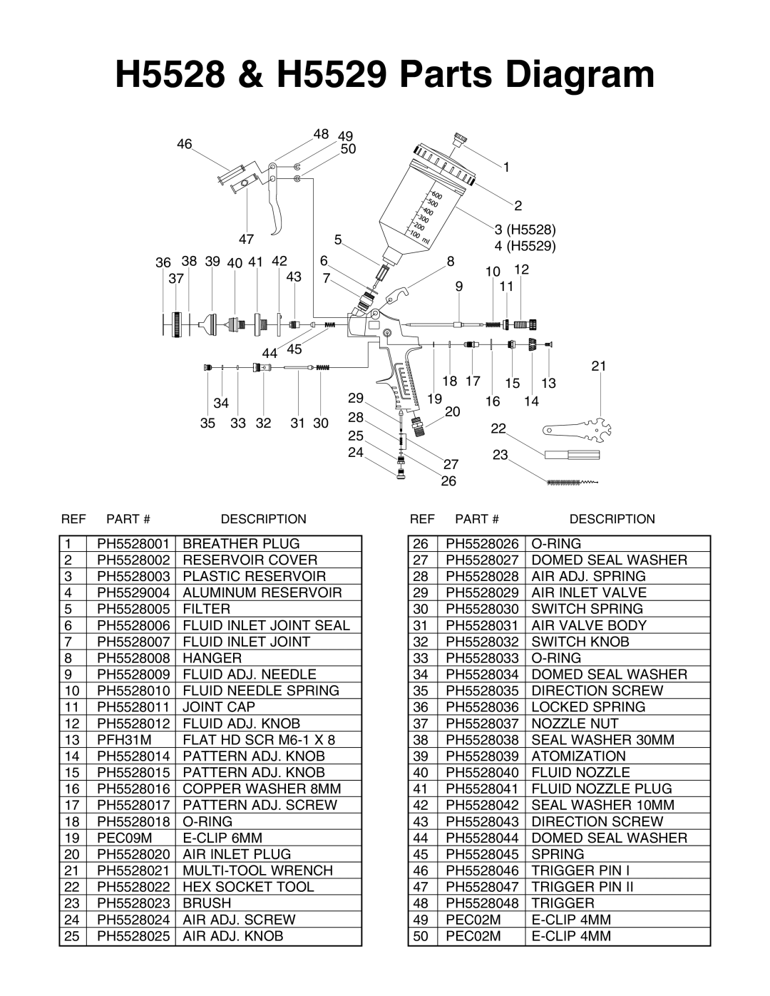 Grizzly manual H5528 & H5529 Parts Diagram 