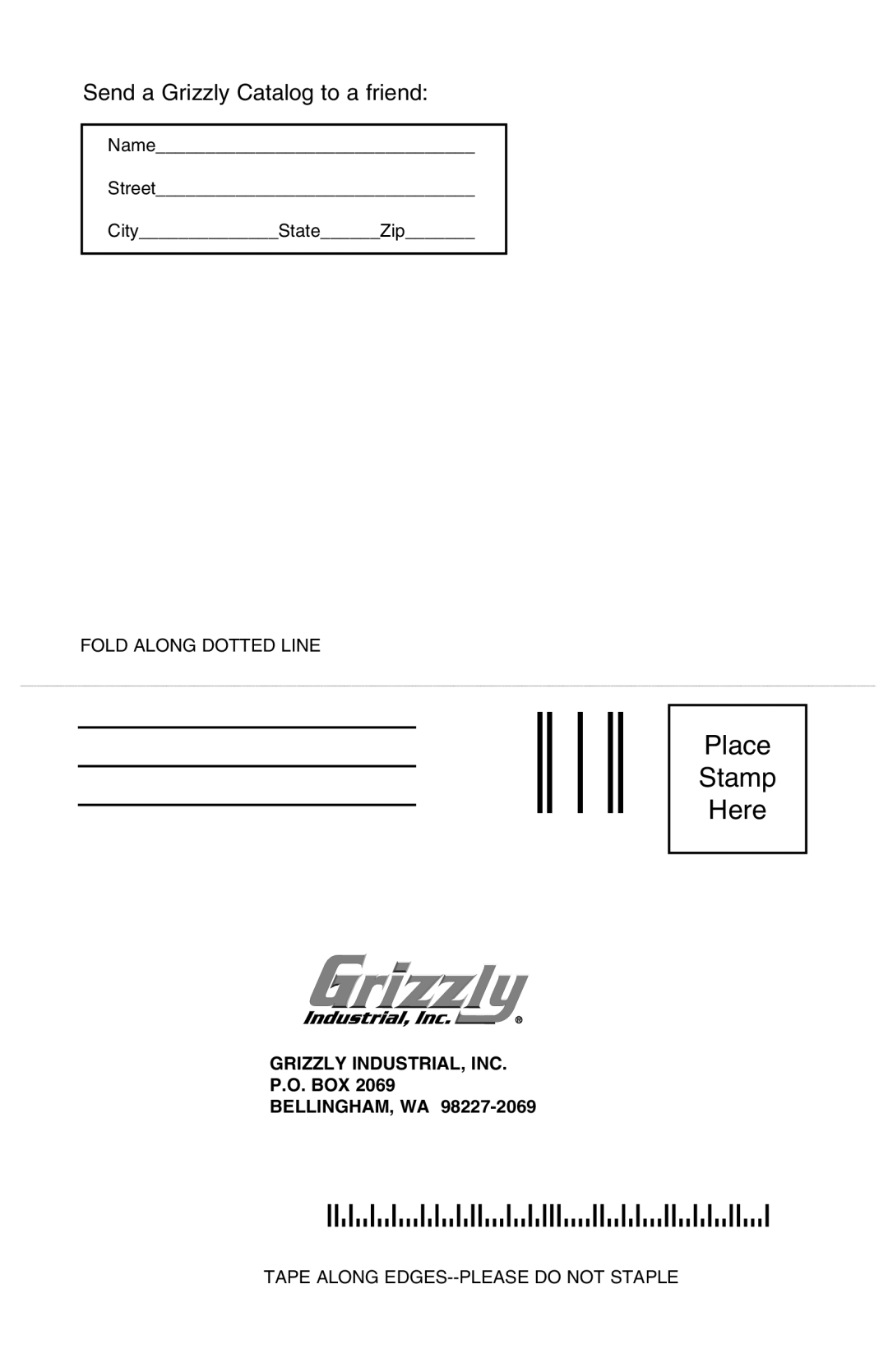 Grizzly H5570 instruction manual Place Stamp Here 