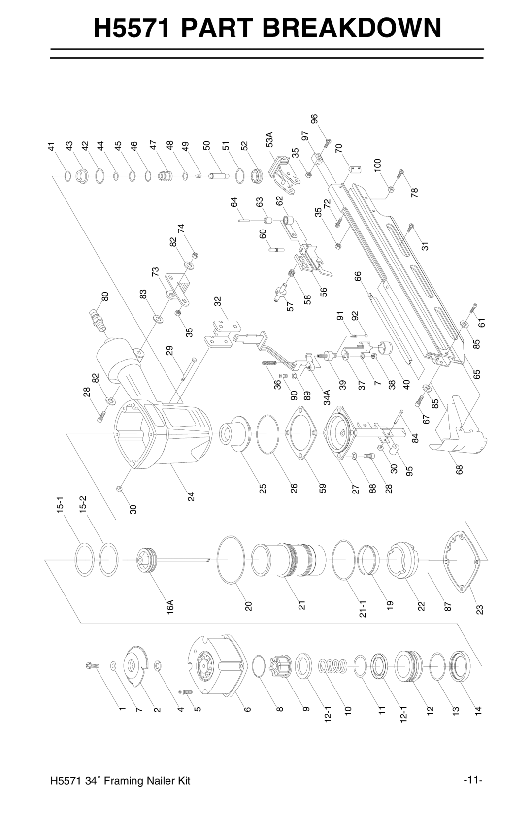 Grizzly H5571 instruction manual Part Breakdown 