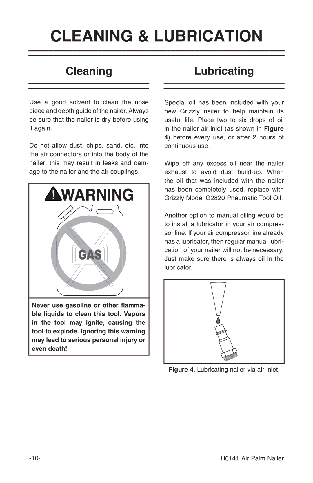 Grizzly H6141 owner manual Cleaning & Lubrication, CleaningLubricating 