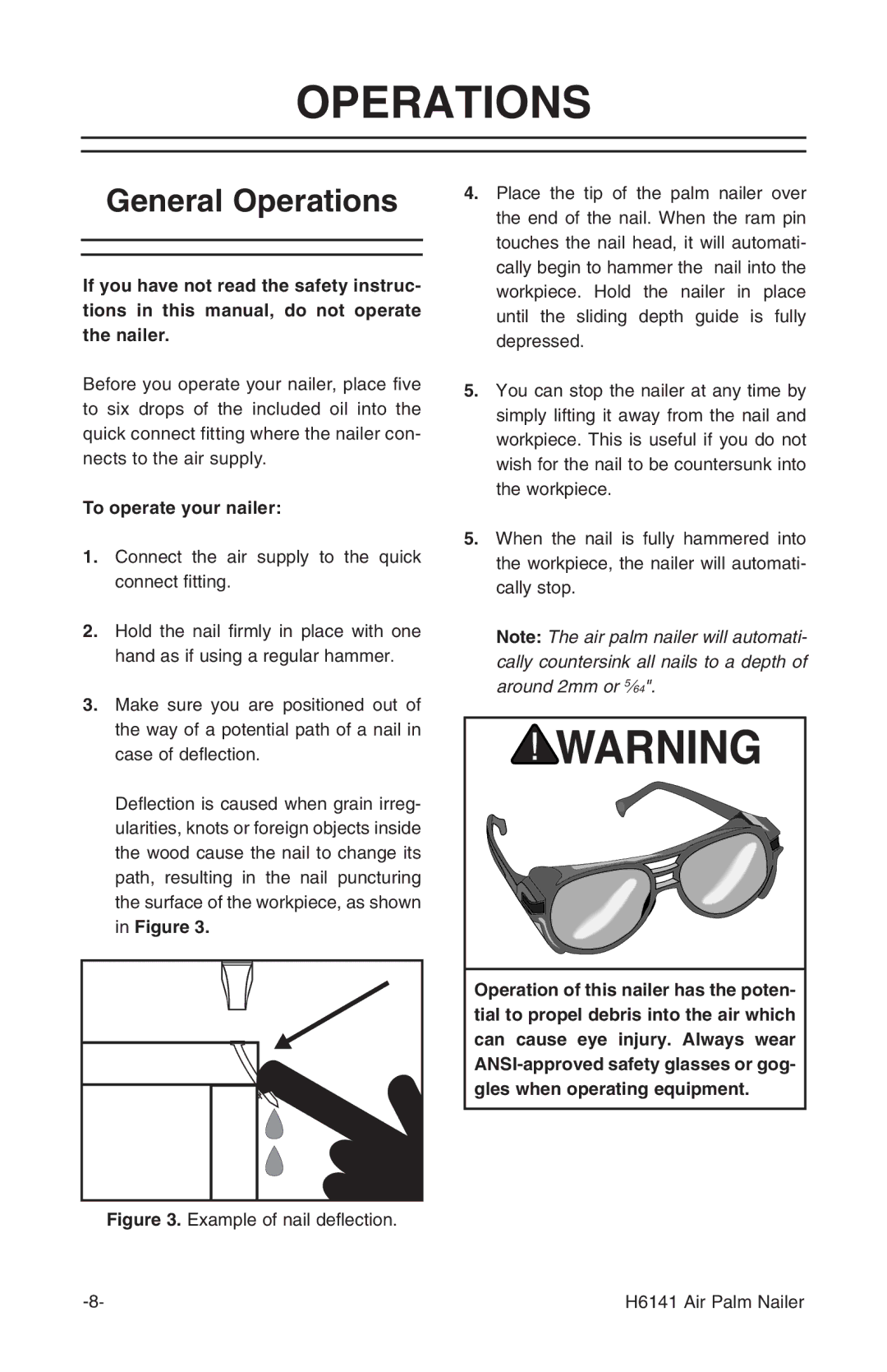 Grizzly H6141 owner manual General Operations 