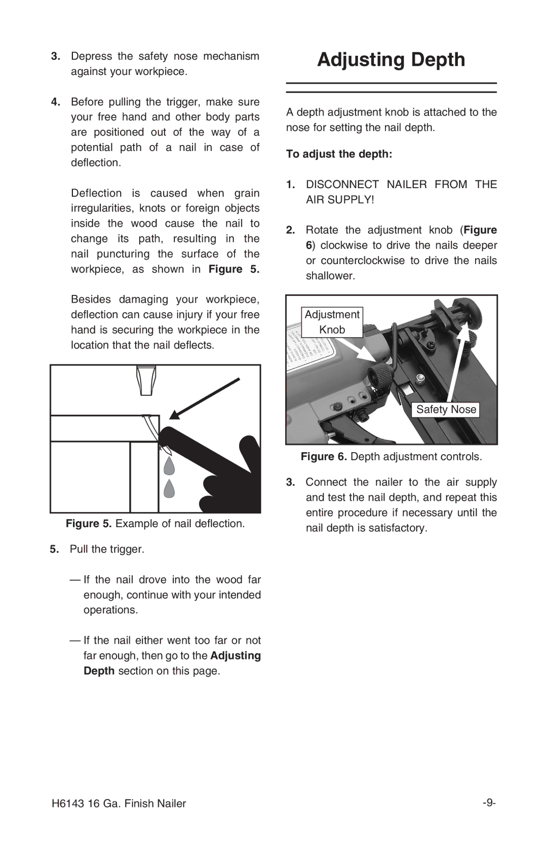 Grizzly H6143 instruction manual Adjusting Depth, To adjust the depth 