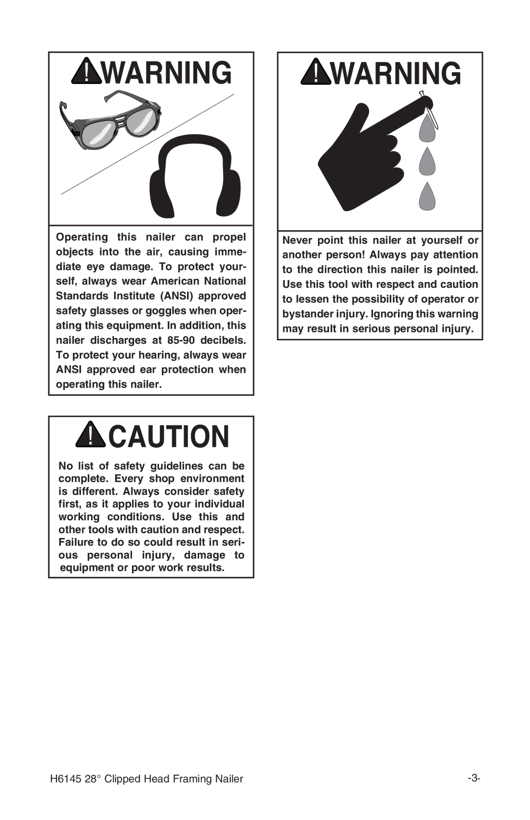 Grizzly instruction manual H6145 28 Clipped Head Framing Nailer 