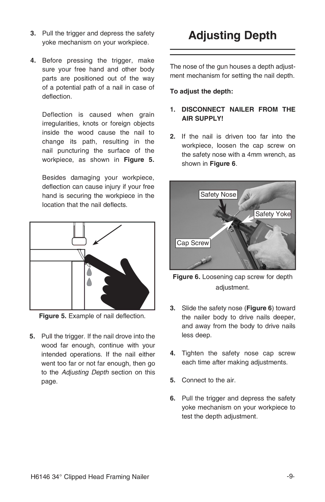 Grizzly H6146 instruction manual Adjusting Depth 