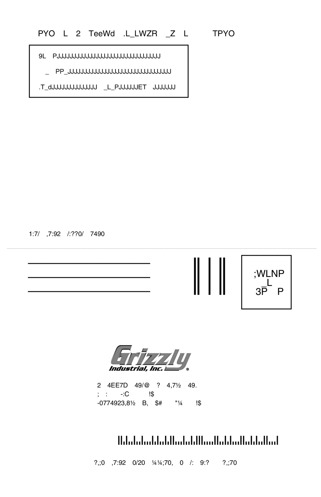 Grizzly H6146 instruction manual Place Stamp Here 