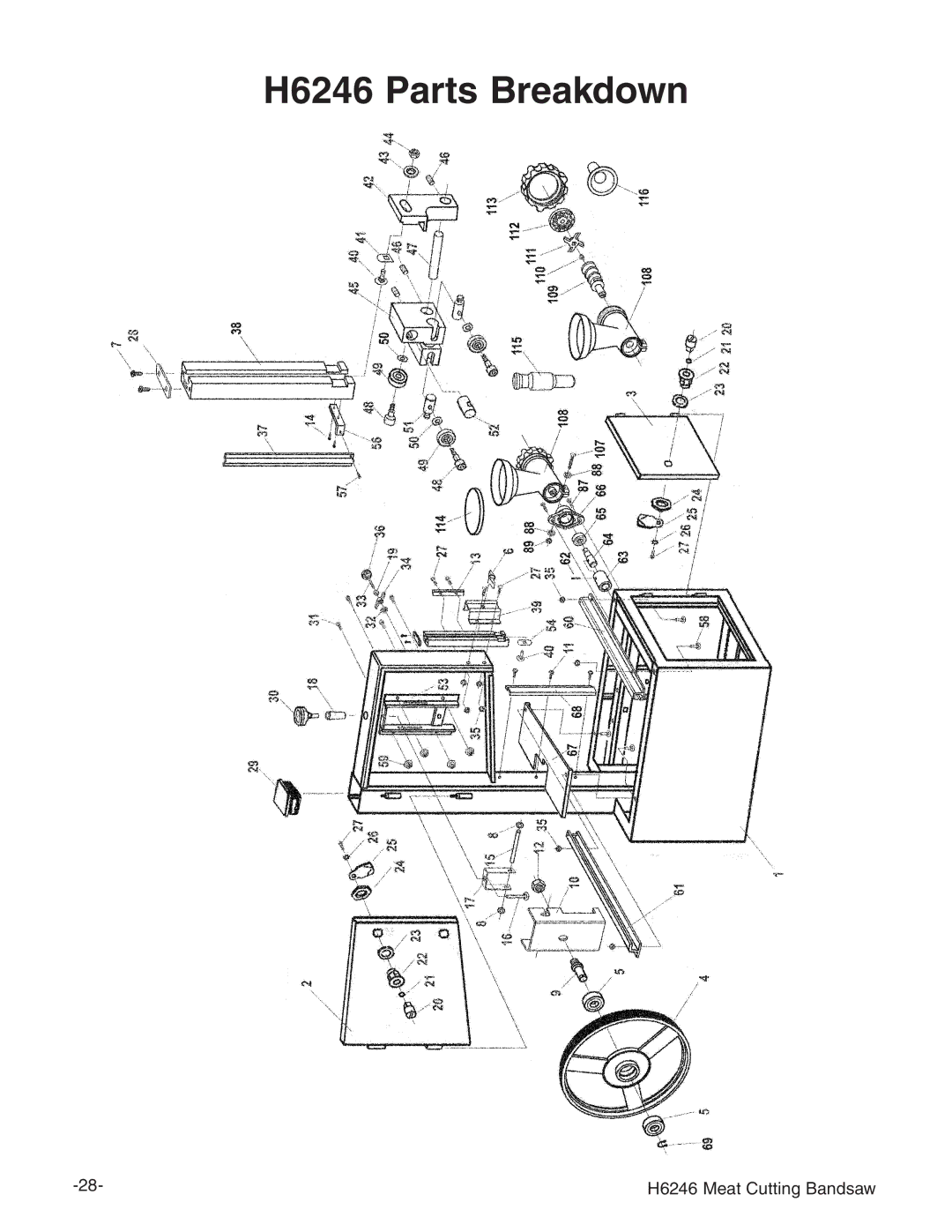 Grizzly instruction manual H6246 Parts Breakdown 