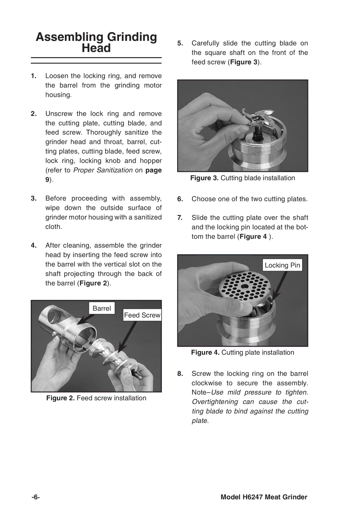 Grizzly H6247 instruction manual Assembling Grinding Head 