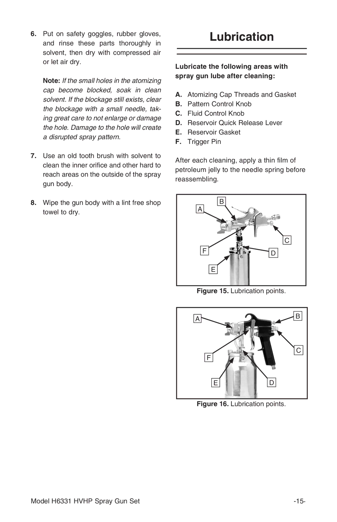 Grizzly H6331 instruction manual Lubrication points 