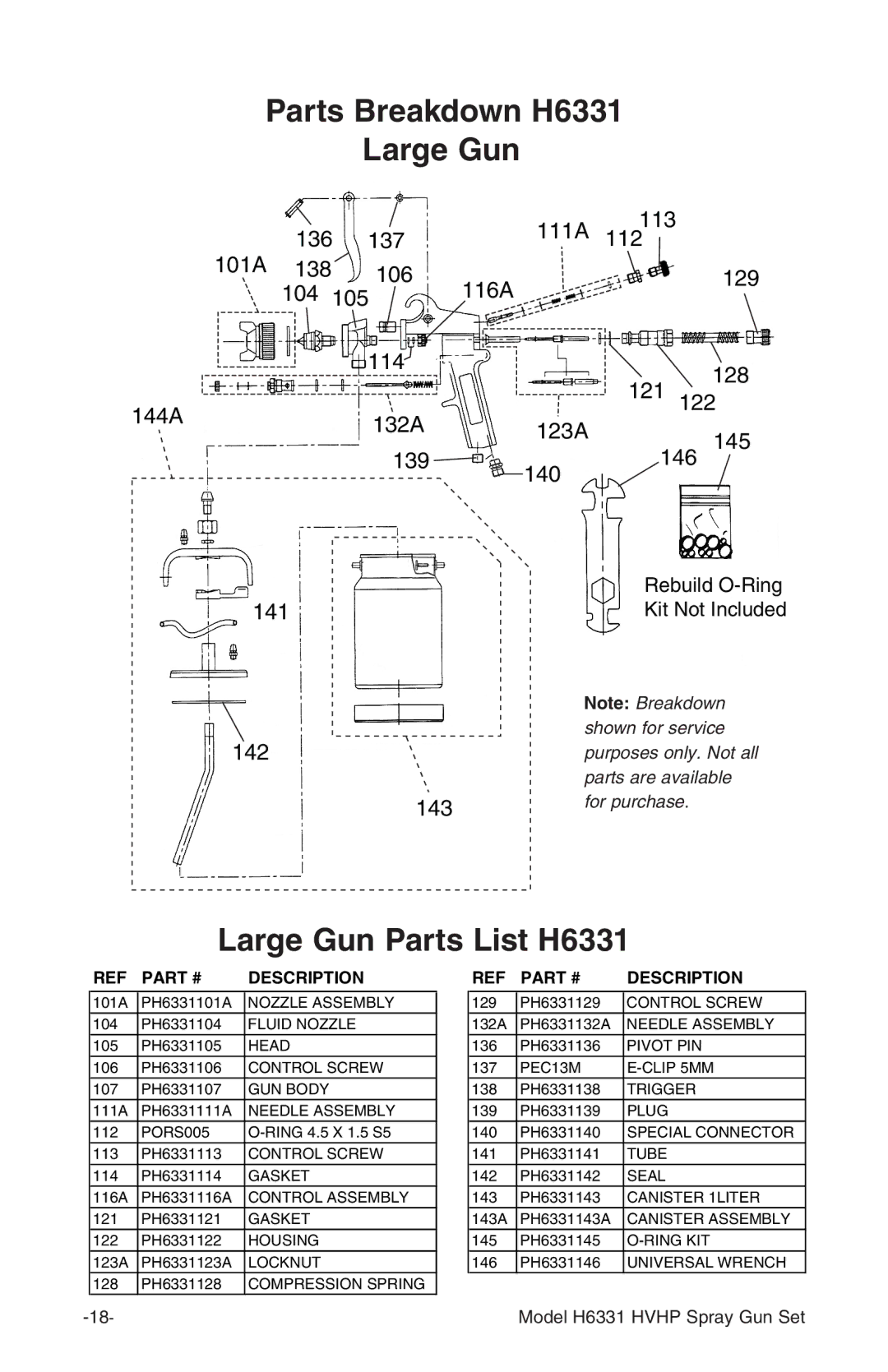 Grizzly instruction manual Parts Breakdown H6331 Large Gun, Large Gun Parts List H6331 