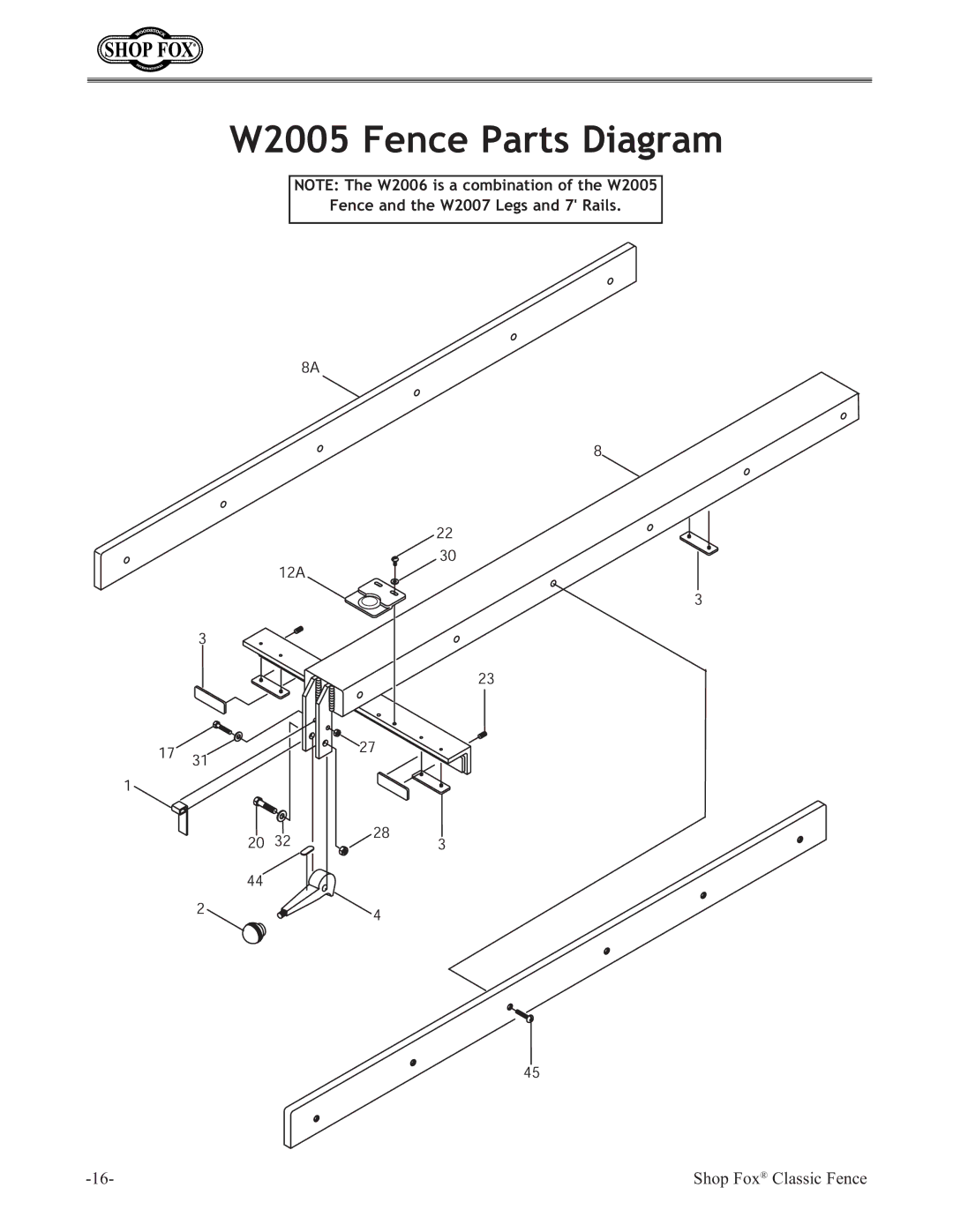 Grizzly H6472 instruction sheet W2005 Fence Parts Diagram 