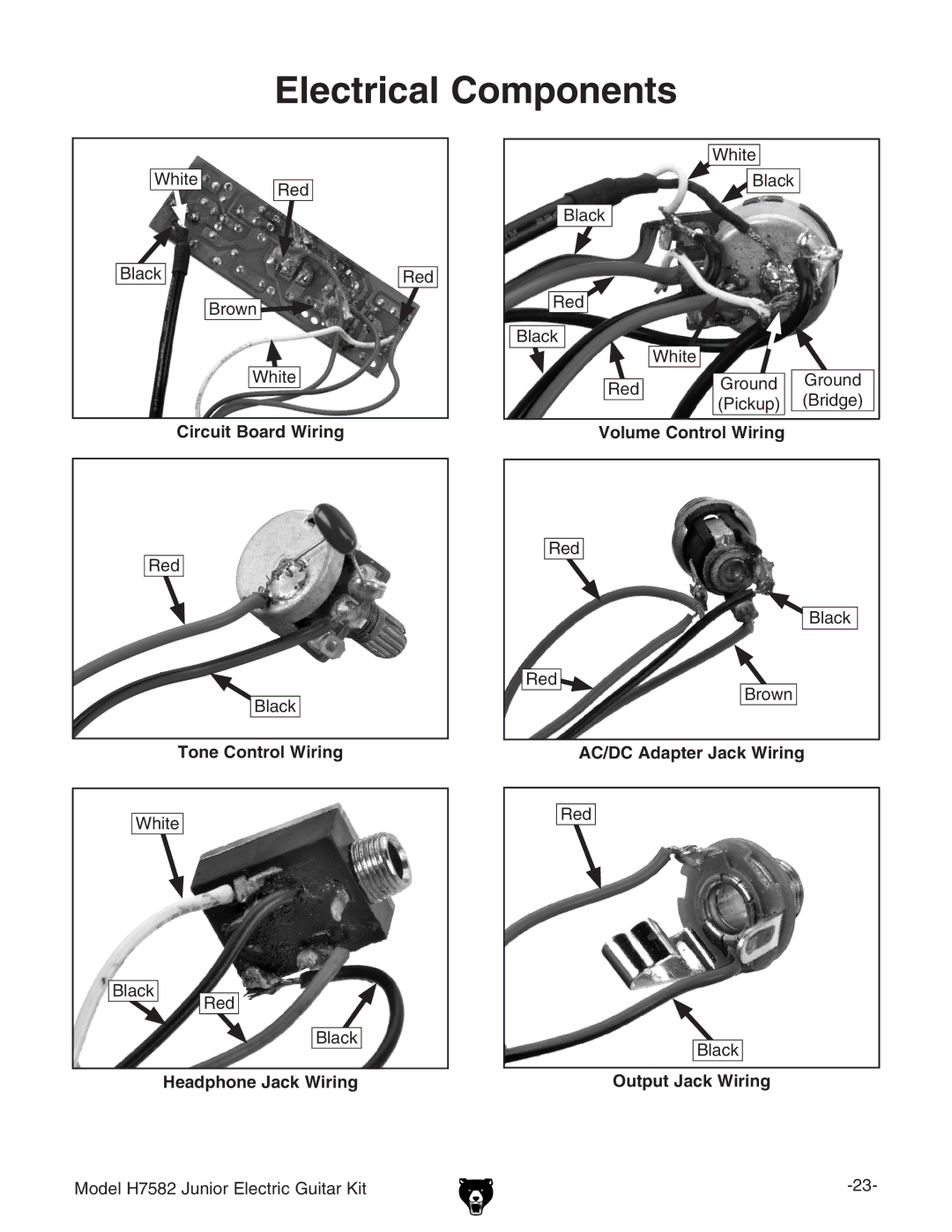 Grizzly H7582 instruction manual Electrical Components 