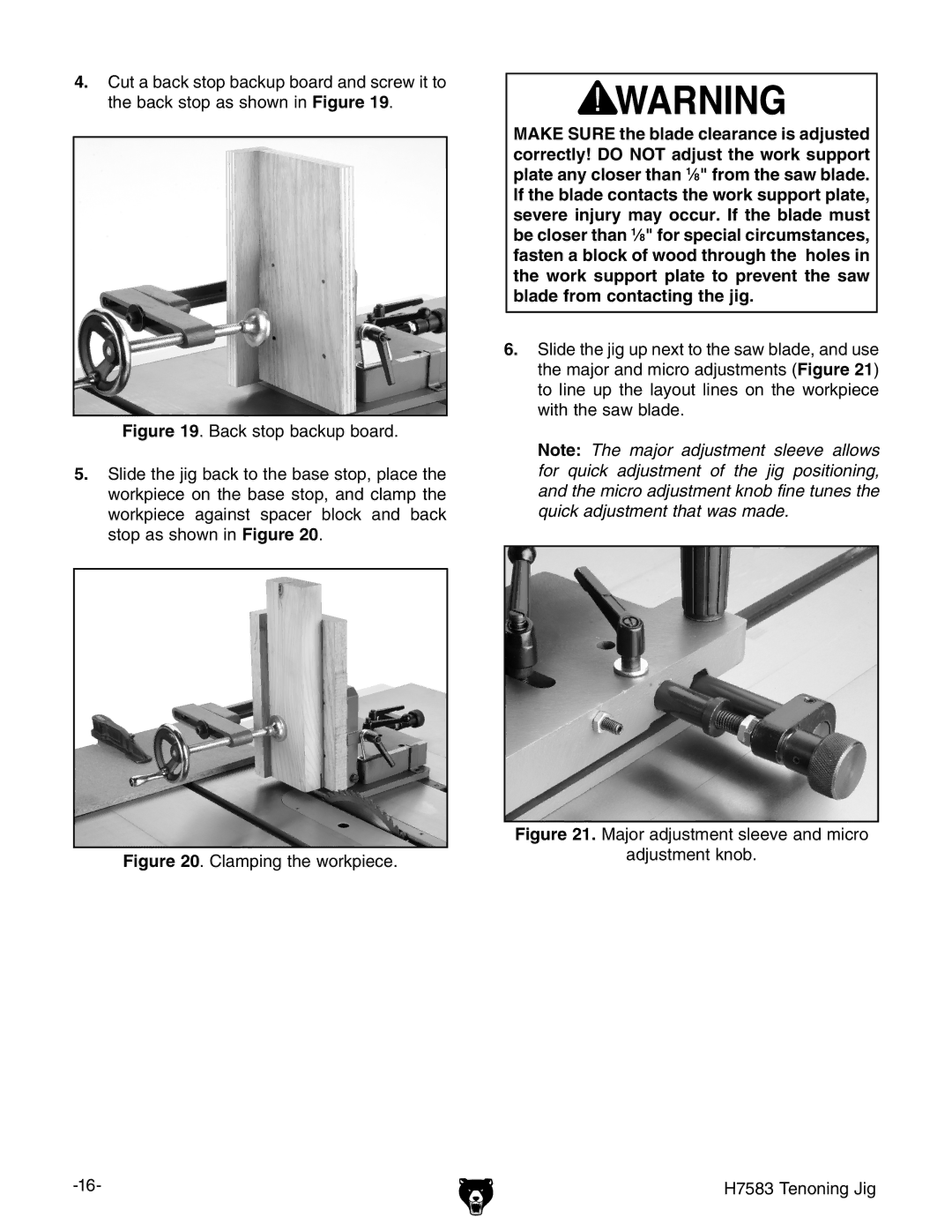 Grizzly H7583 instruction manual Clamping the workpiece 