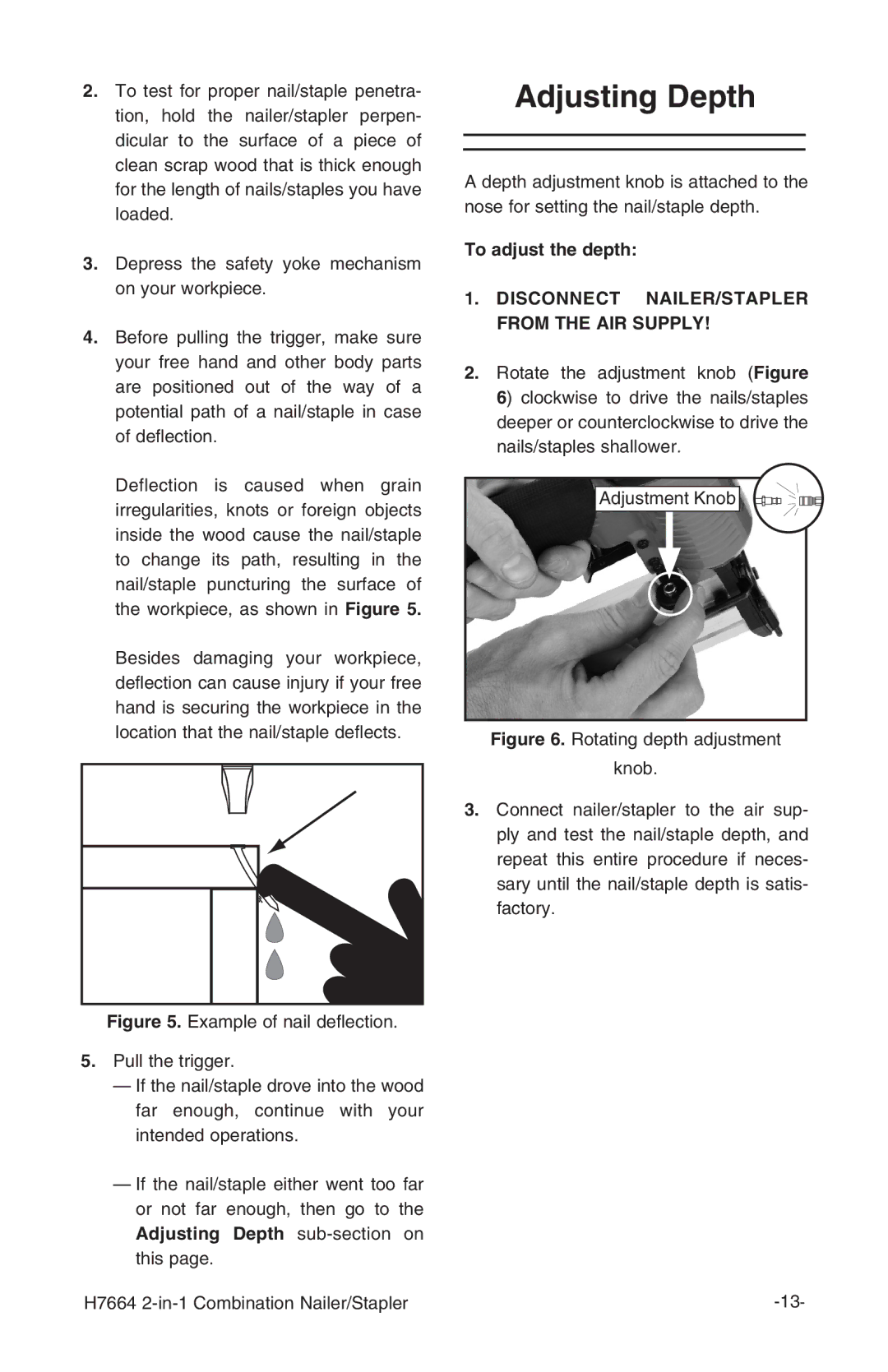 Grizzly H7664 instruction manual Adjusting Depth, To adjust the depth 