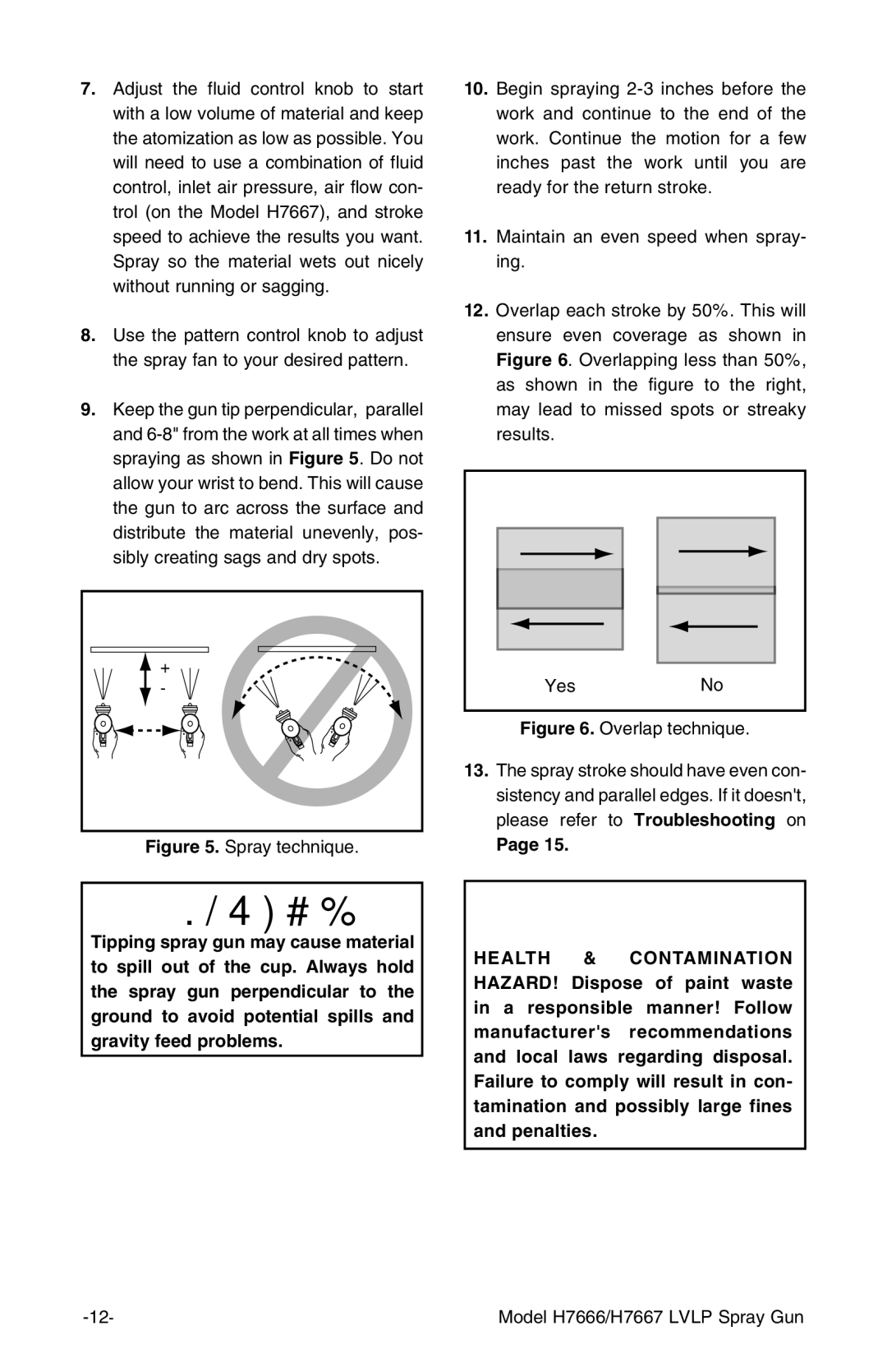 Grizzly H7666, H7667 instruction manual Spray technique YesNo 