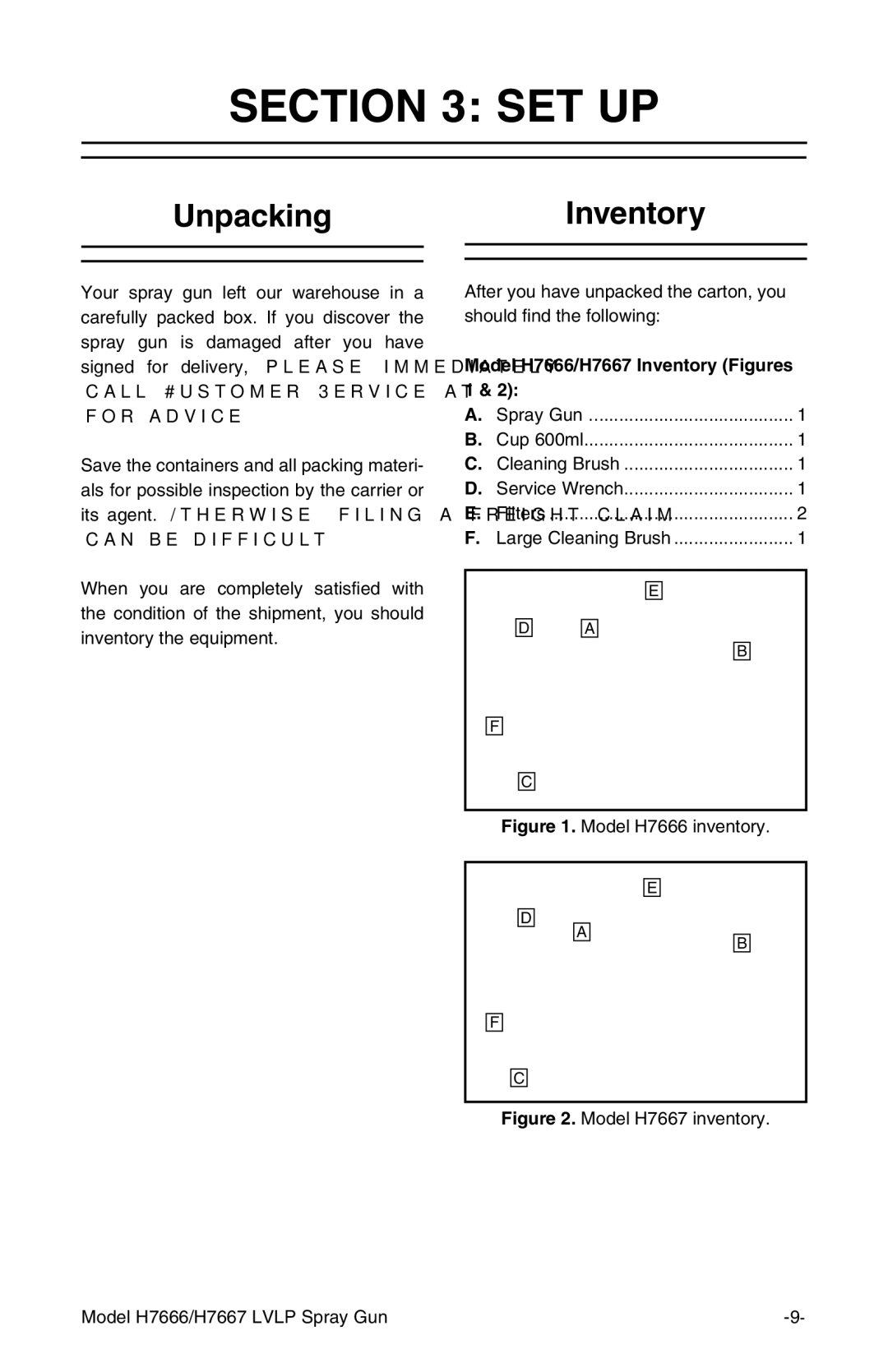 Grizzly H7667, H7666 instruction manual Set Up, UnpackingInventory 