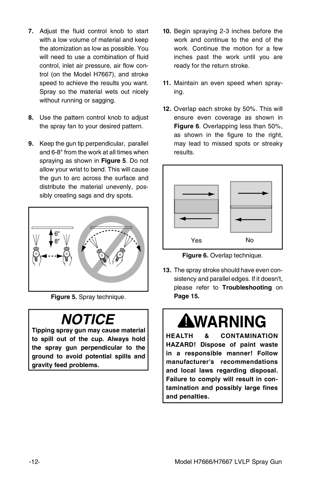 Grizzly H7666/H7667 instruction manual Spray technique YesNo 