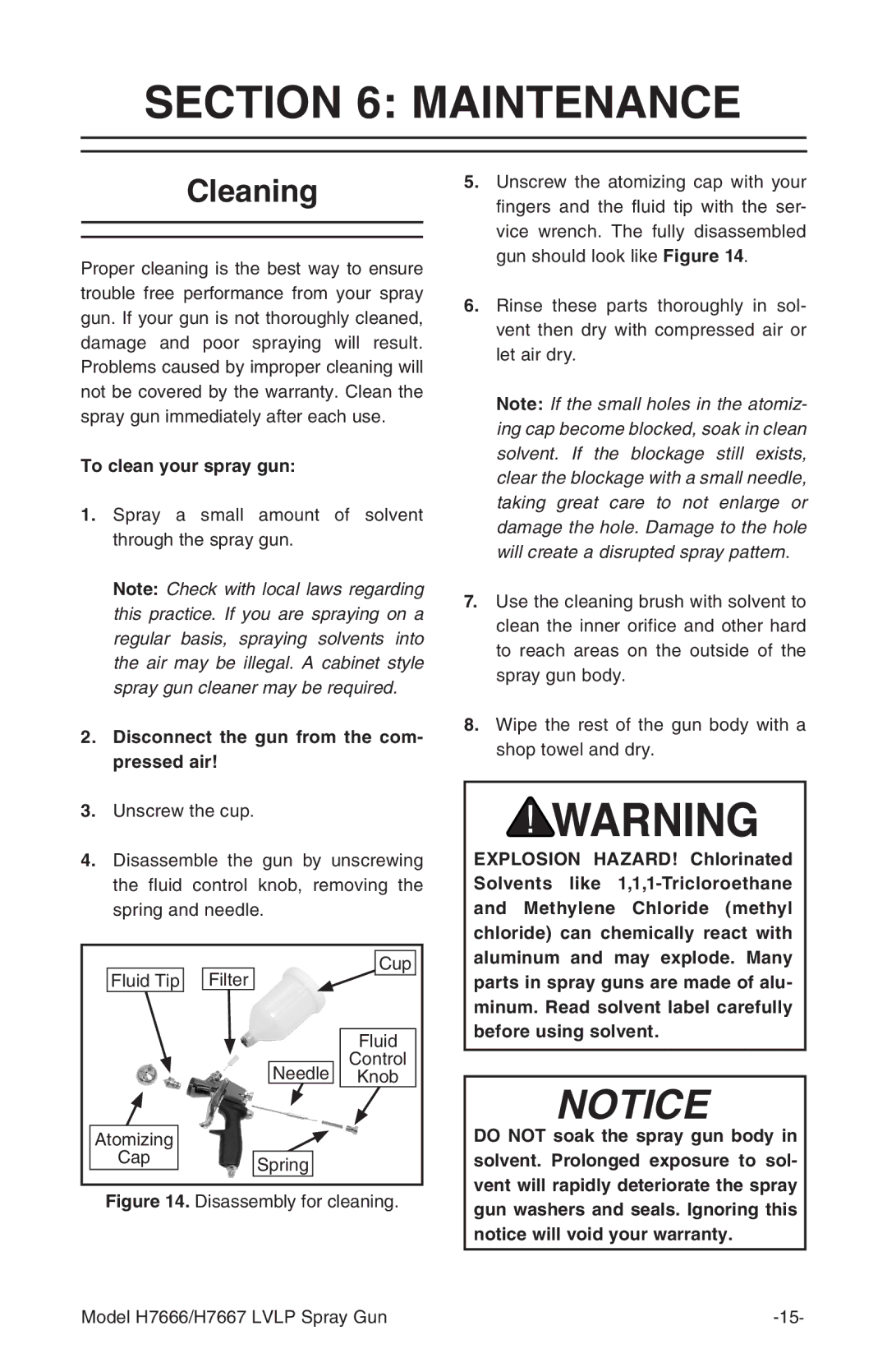 Grizzly H7666/H7667 instruction manual Maintenance, Cleaning 