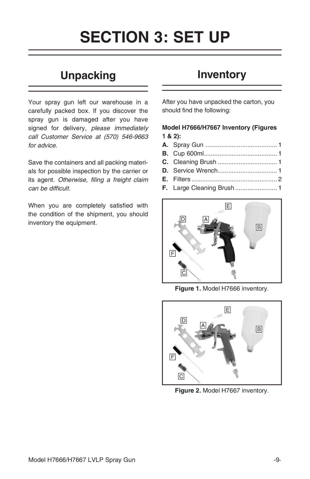 Grizzly H7666/H7667 instruction manual Set Up, UnpackingInventory 