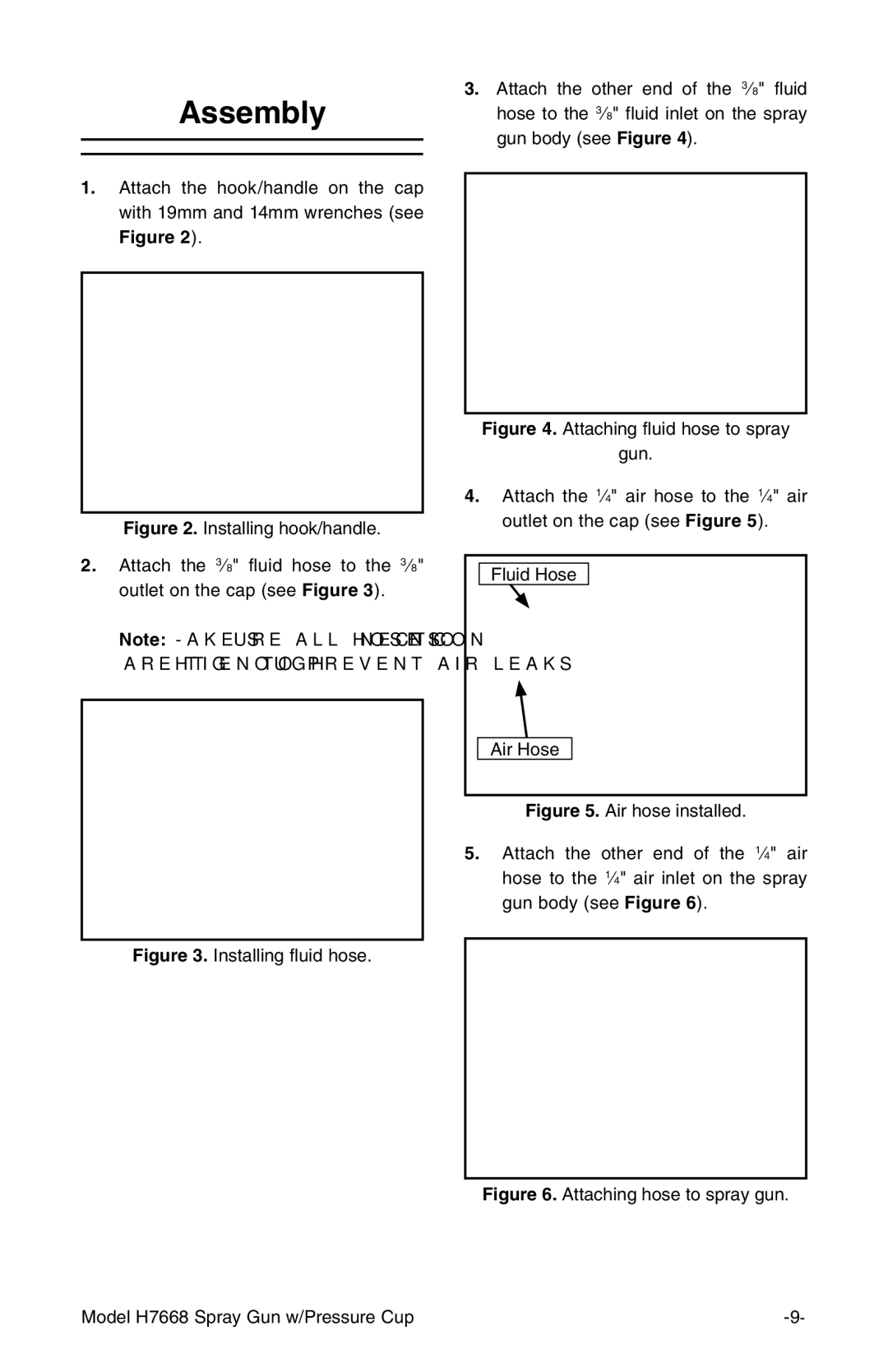 Grizzly H7668 instruction manual Assembly 