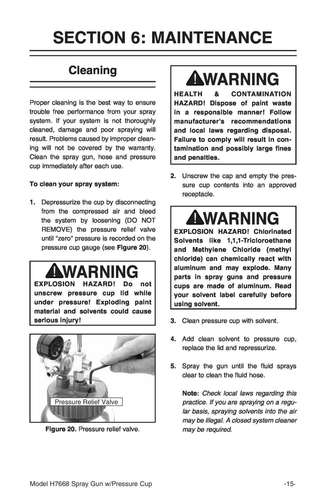Grizzly H7668 instruction manual Maintenance, Cleaning 