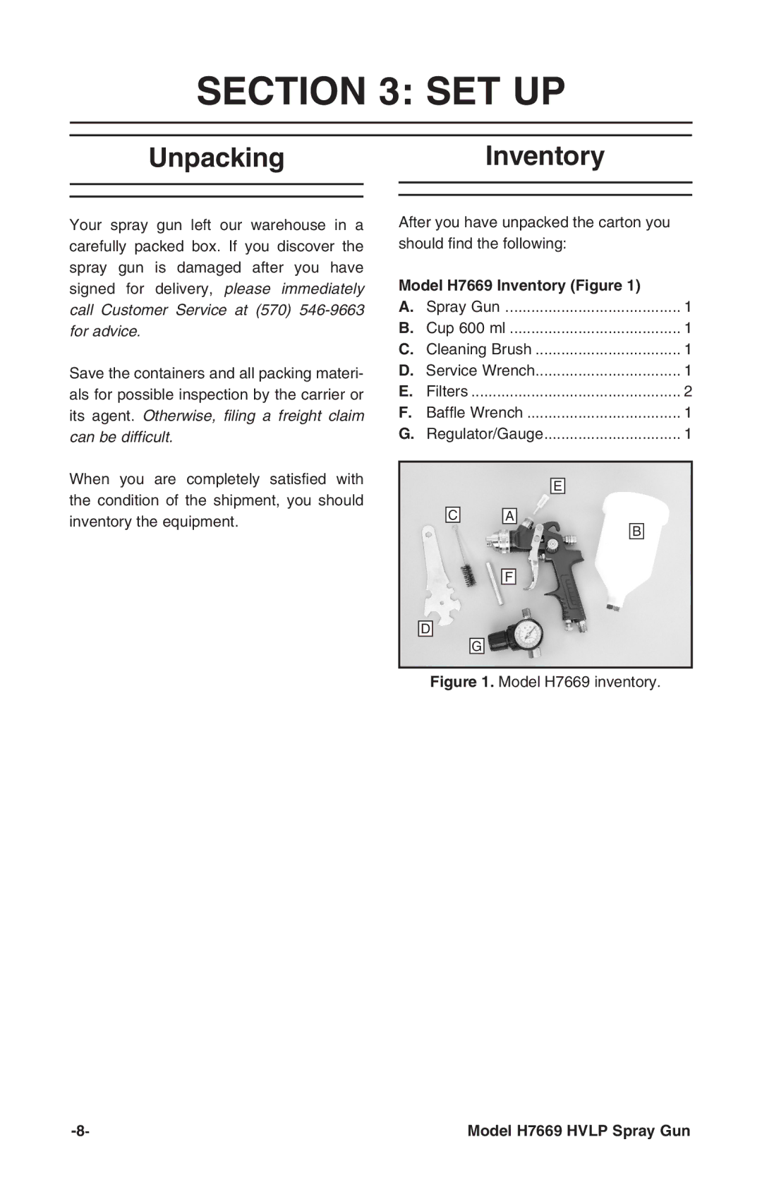 Grizzly H7669 instruction manual Set Up, UnpackingInventory 