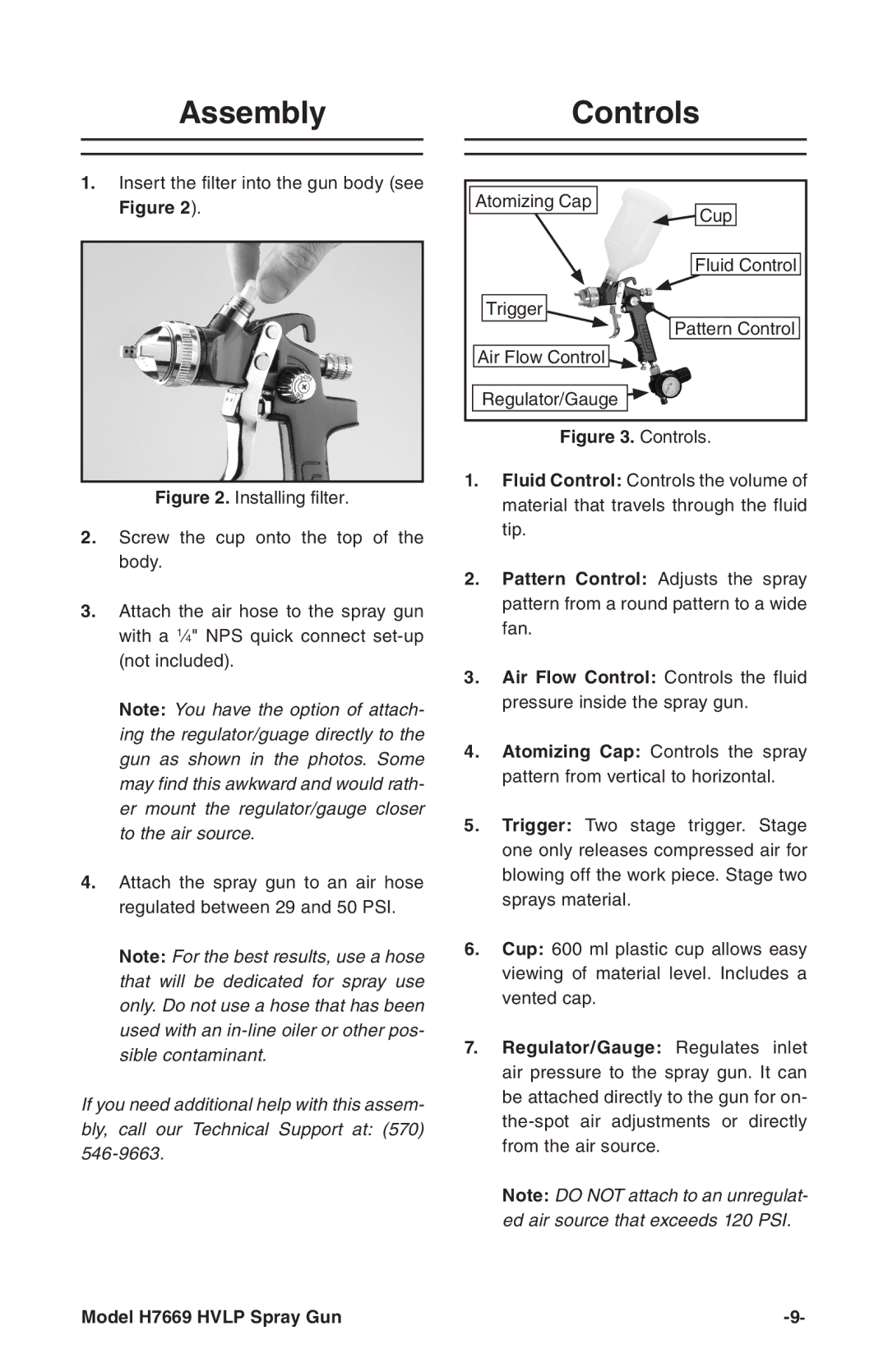 Grizzly H7669 instruction manual AssemblyControls 