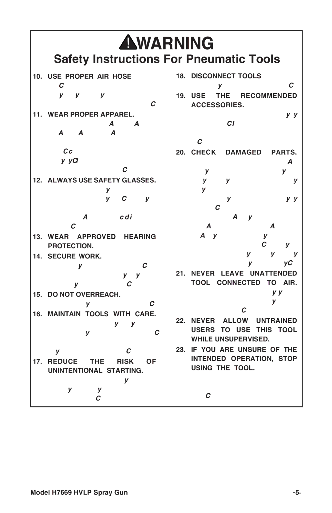 Grizzly H7669 instruction manual Wear Approved Hearing Protection 