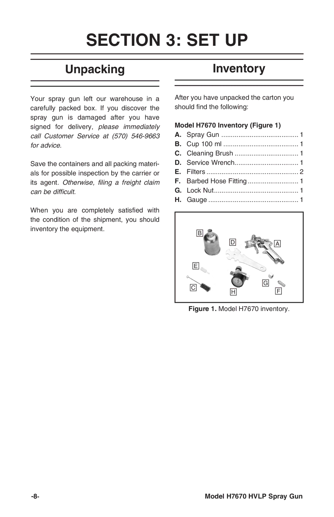 Grizzly H7670 instruction manual Set Up, UnpackingInventory 