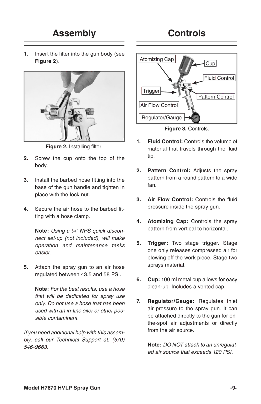 Grizzly H7670 instruction manual AssemblyControls 